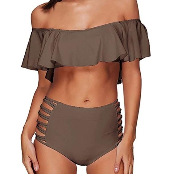 aleascloset Other - High Waist Strappy Flounce Ruffle Bikini